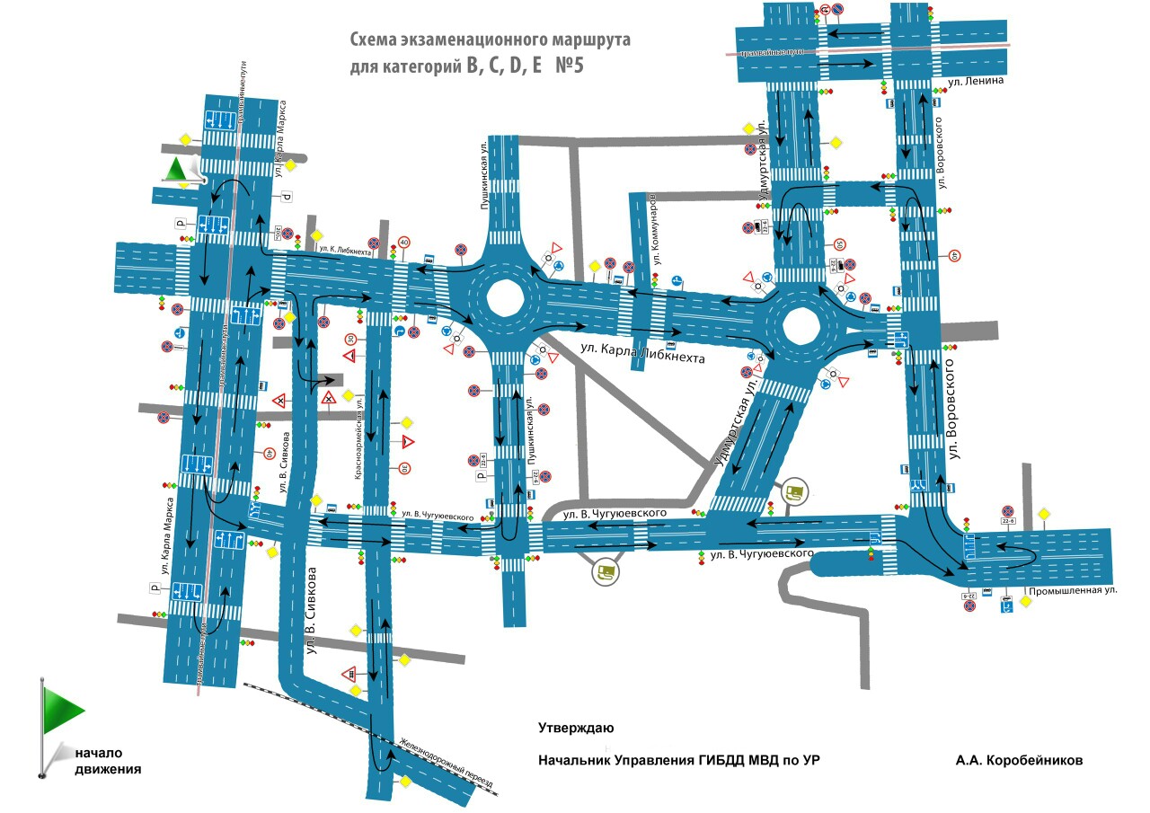 Схема экзаменационного маршрута гибдд казань техническая авангардная
